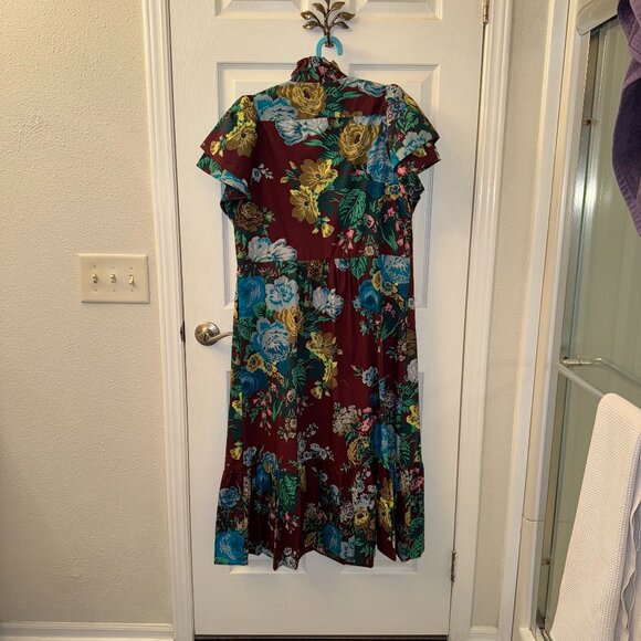 Tuckernuck Oxblood Verdant Floral Alice Dress - L - Picture 3 of 10